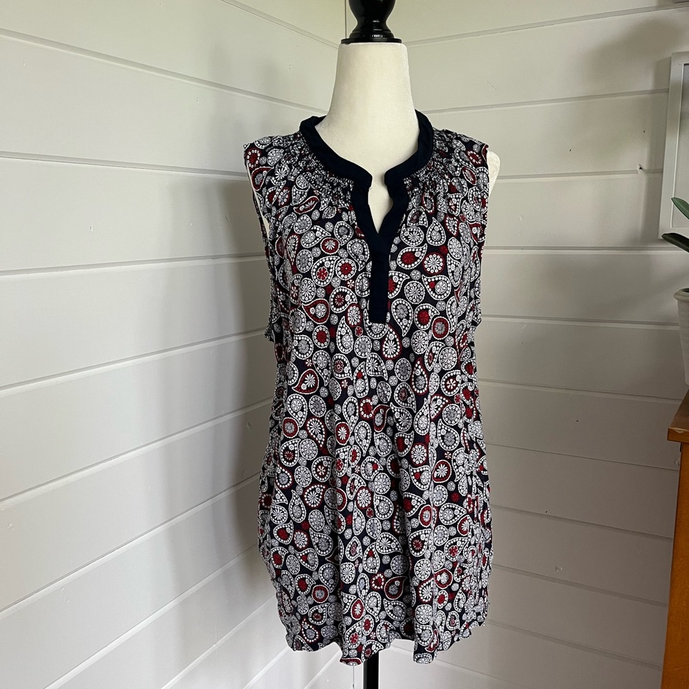 JOE Fresh Size XL Paisley sleeveless top, like new, navy/red/white
